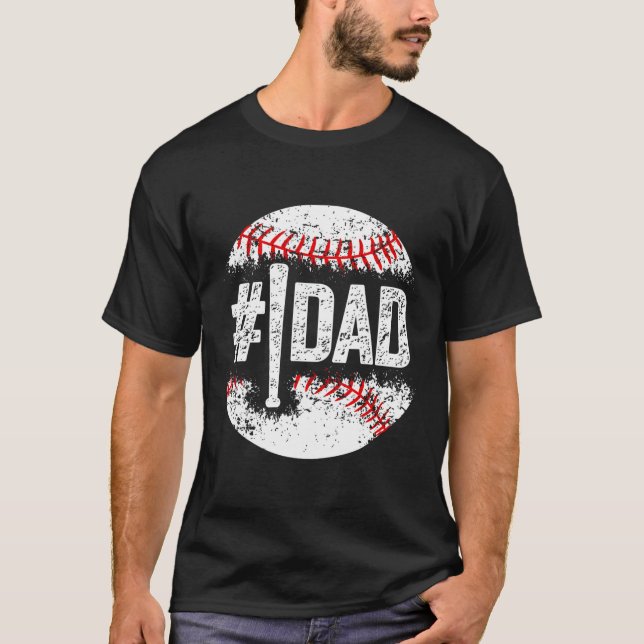 Pappa 1 Pappas baseball nummer ett pappa son baseb T Shirt (Framsida)