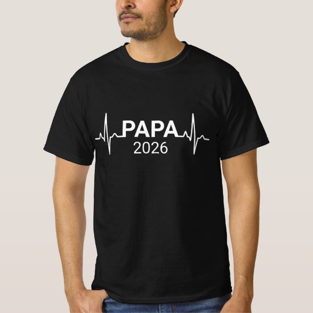 Pappa 2026 text med hjärtslagsdesign t shirt (Framsida)