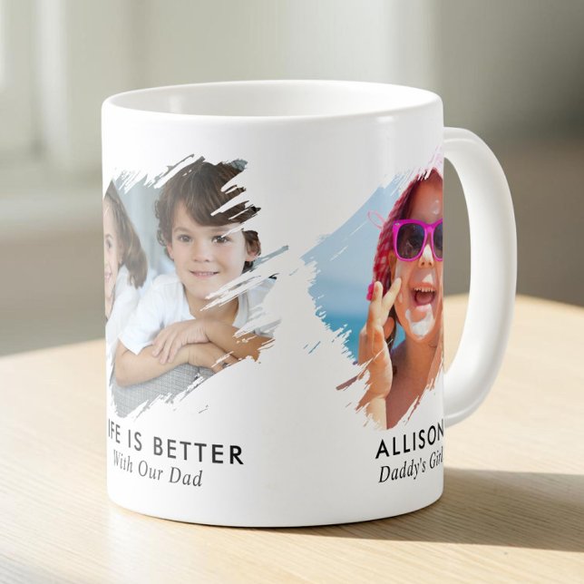 Pappa 3 Foto Minne Kaffemugg (Dad 3 Photo Memory Coffee Mug)