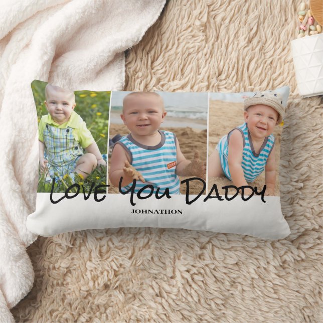 Pappa 3 Photo Collage Dekorativ kudde (Filt)