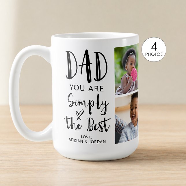 Pappa 4 Bilder Enkelt Bäst Anpassat Kaffemugg (Skapare uppladdad)