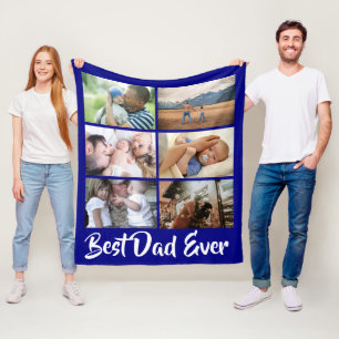 Pappa 6 fotokollage - marin blå DIY Fleecefilt