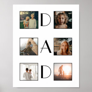 Pappa 6 Photo Collage Cute Elegant Far's Day Poster
