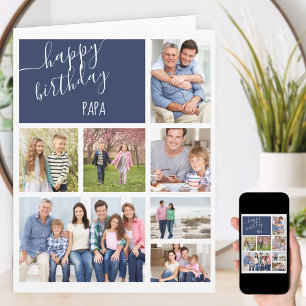 Pappa 7 Photo Collage Blue Personlig Birthday Kort