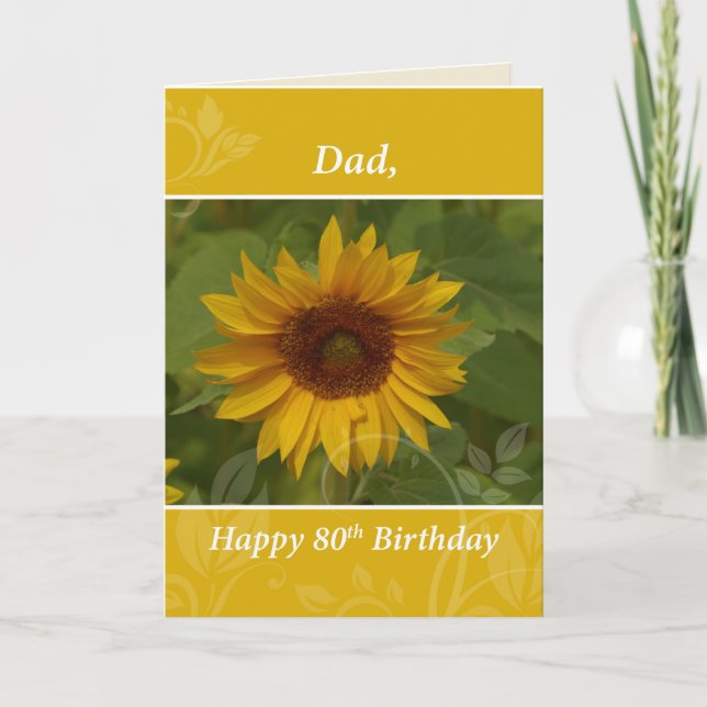Pappa 80:e födelsedagen Solros Kort (Framsida)