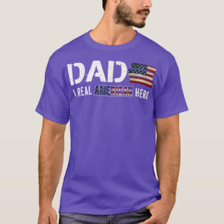 Pappa A Real American Hero American Flagga T-S T Shirt
