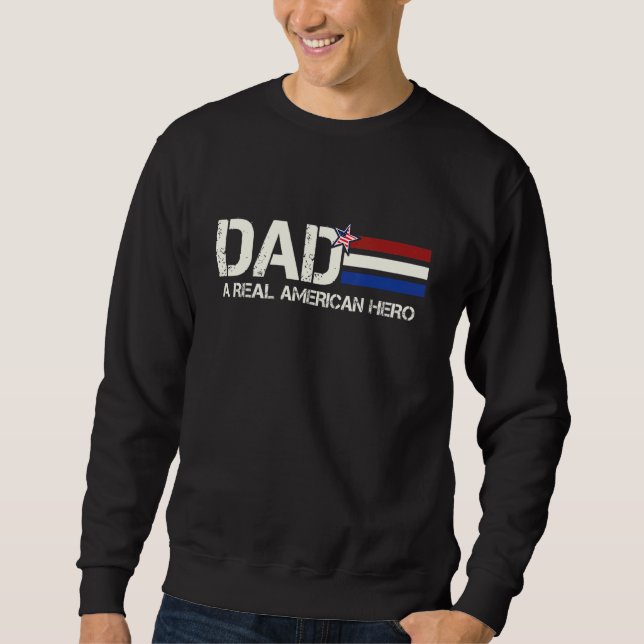 Pappa A Real American Hero Fars dag Apparel Manar Lång Ärmad Tröja (Framsida)