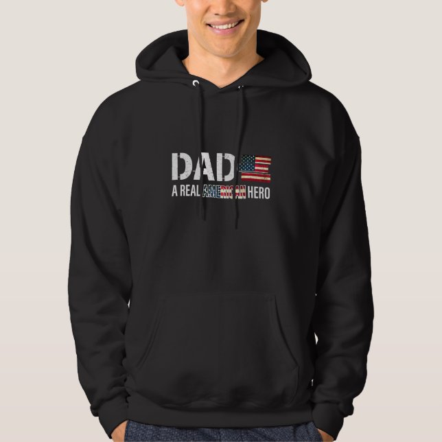 Pappa A Real American Hero Proud Hoodie (Framsida)