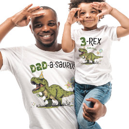 Pappa-a-saurus Dinosaur Theme Barns födelsedag Par T Shirt