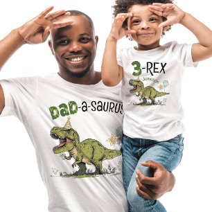 Pappa-a-saurus Dinosaur Theme Barns födelsedag Par T Shirt