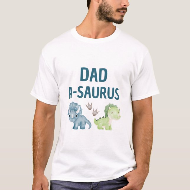 Pappa-A-Saurus T-shirt baby första födelsedagen (Framsida)