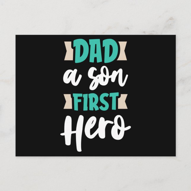 Pappa a son First Hero Vykort (Framsida)