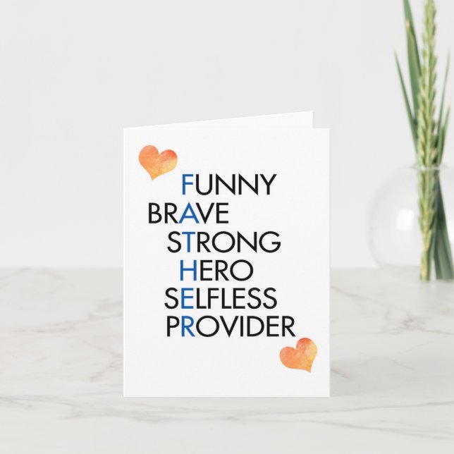 Pappa Akronym Glad fars dag Välkomstkort Kort (Framsida)