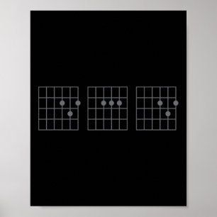 Pappa Aldrig Fars dag Shirt Guitar Chord Rock musi Poster
