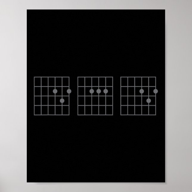 Pappa Aldrig Fars dag Shirt Guitar Chord Rock musi Poster (Framsidan)