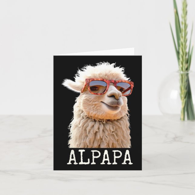 Pappa Alpapa Lama Pappa Cute Alpaca Pappa Fars dag Kort (Framsida)