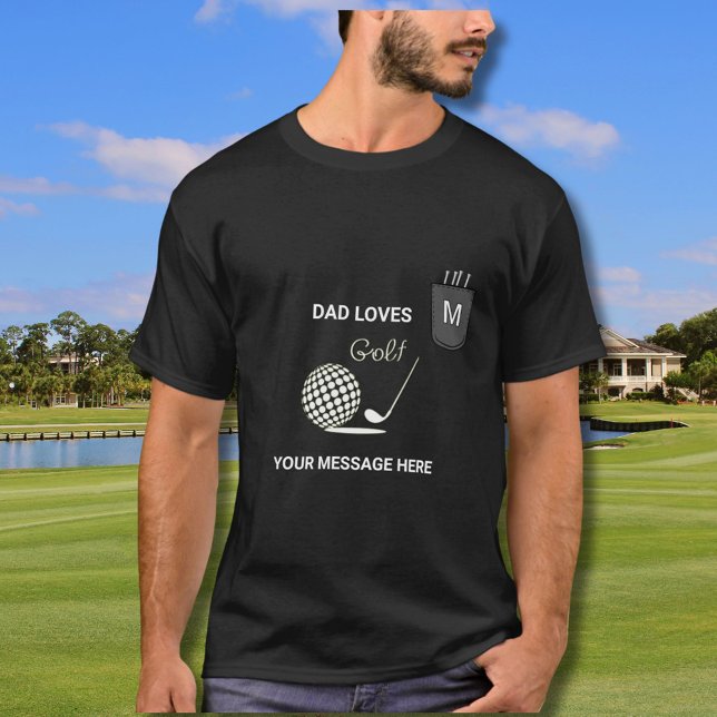Pappa älskar golftees monogram falska ficka  t shirt (Skapare uppladdad)