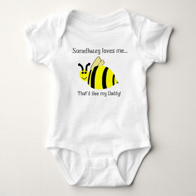 Pappa älskar mig Bumble Bee Rosa Ekologisk Creeper Tröja (Framsida)