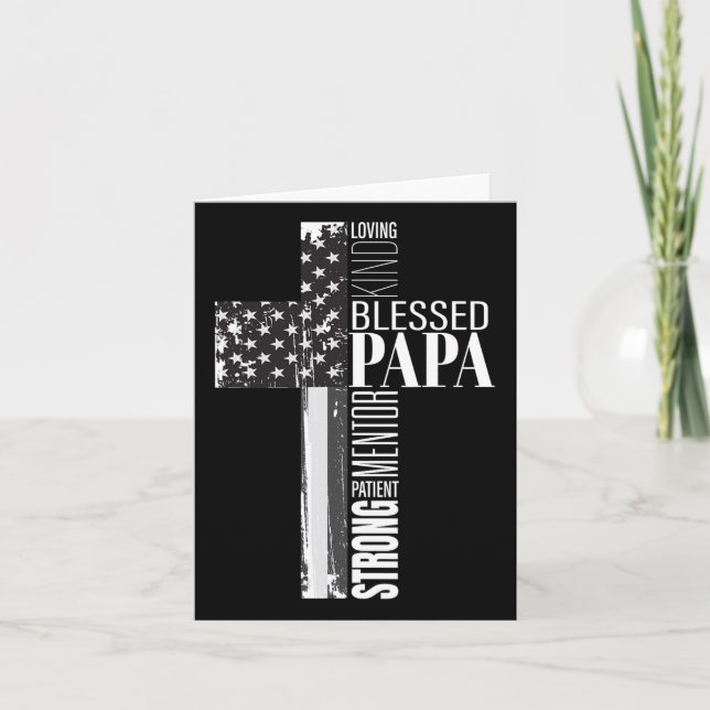 Pappa American Flagga Christian Religiösa Fars dag Kort (Framsida)