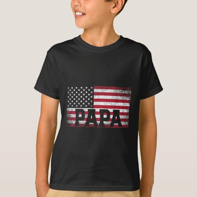 Pappa Amerikanska Flagga Fars dag, 4:e juli, gåva  T Shirt (Framsida)
