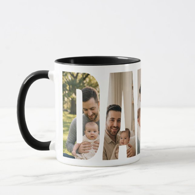 Pappa Anpassad Fotokollage Kaffe Mugg (Vänster)