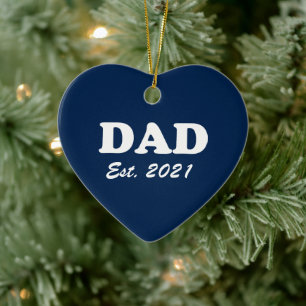 Pappa, Anpassningsbar Est date Fars dag marinblått Julgransprydnad Keramik