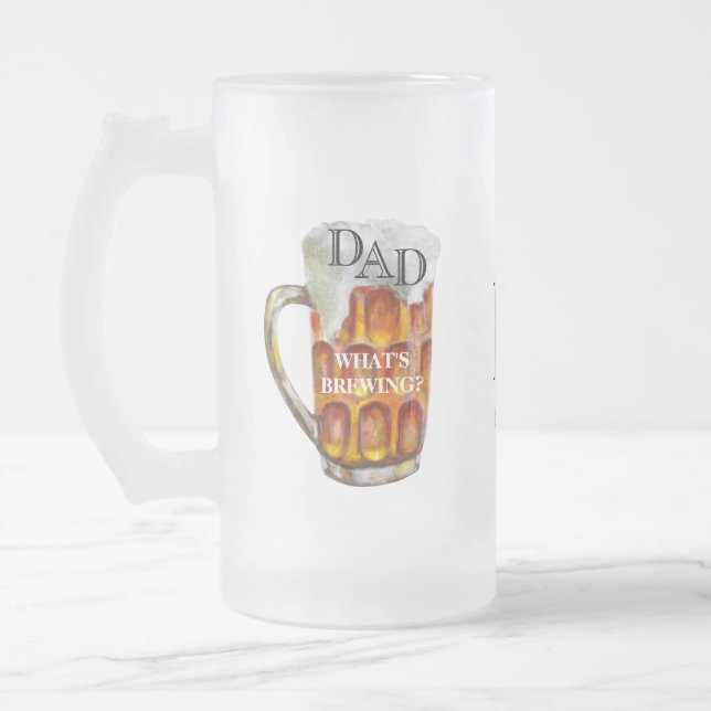 Pappa Anpassningsbar Monogram Namn på baksidan - f Frostat Ölglas (Vänster)