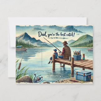 pappa är den bästa fångsten, lycklig Fars dag Vykort