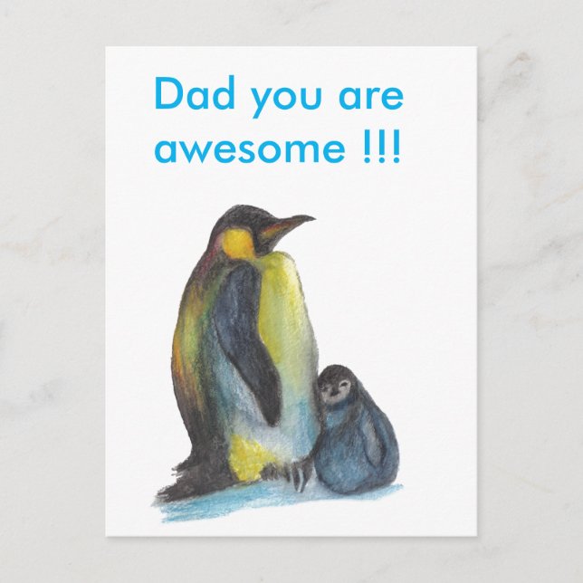 Pappa är du fantastisk penguins vykort (Framsida)