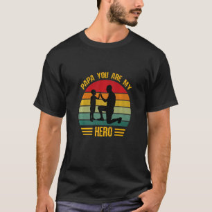 Pappa är du min Hero Fars dag Retro Vintage D T Shirt