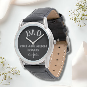 Pappa är du mycket älskad i klassisk läderremsport armbandsur