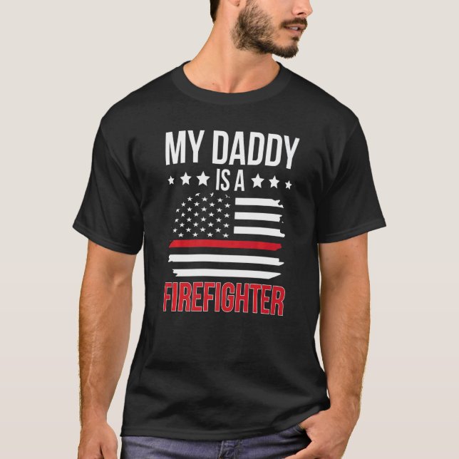 Pappa är en brandman Son Fireman Dotter T Shirt (Framsida)