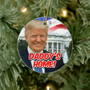 Pappa är hemma President Donald Trump Seger Julgransprydnad Keramik