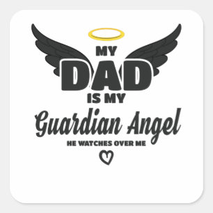 Pappa är min guardiska ängel vaknar över mig i fyrkantigt klistermärke