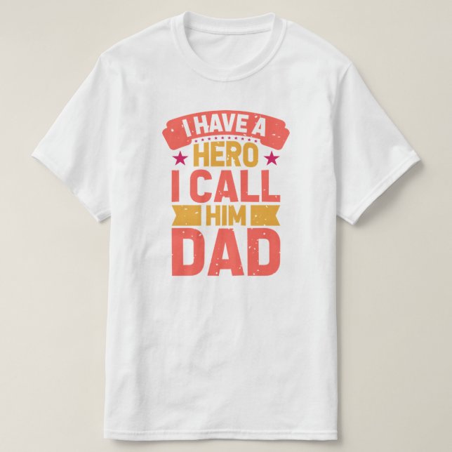 Pappa är min Hero Birthday eller Fars dag T-Shirt (Design framsida)