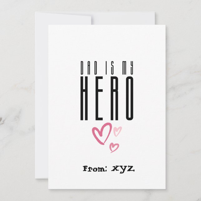 Pappa är min hjälte hjärtan design semesterkort inbjudningar (Framsida)