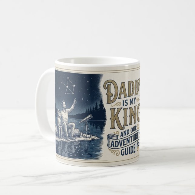 "Pappa är min kung"-Äventyrsguide Keramikkopp  Kaffemugg (Framsida vänster)