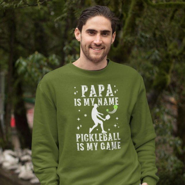 PAPPA är min namn PICKLEBALL är min spelgåva till  Lång Ärmad Tröja (Skapare uppladdad)