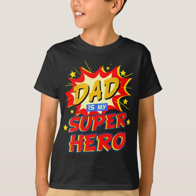 Pappa är min superhjälte Fars dag T Shirt (Framsida)