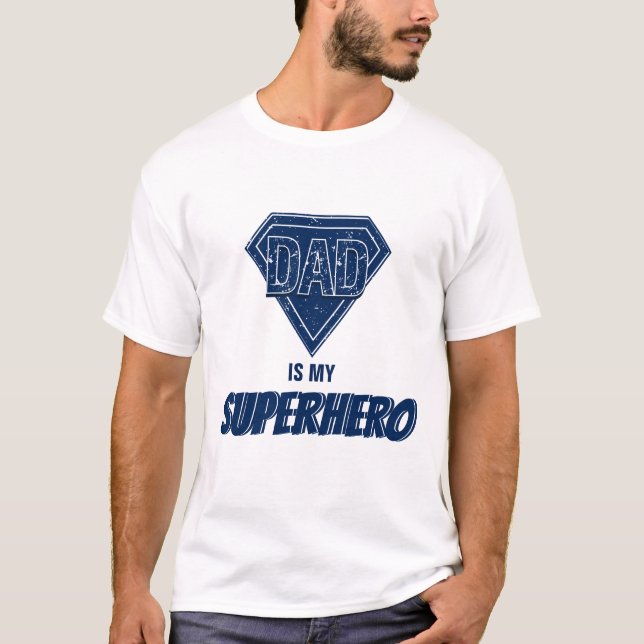 Pappa är min superhjälte Fars dag T-Shirt (Framsida)