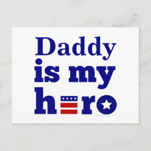 Pappa är My Hero Patriotic Red White och Blue Vykort
