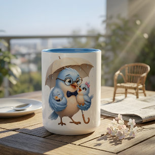 Pappa är skyddet kaffemug Fars dag fågel Två-Tonad Mugg