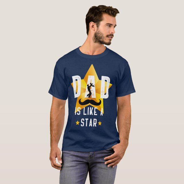 Pappa är som en stjärna t shirt (Hel framsida)