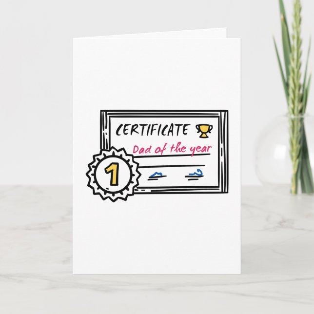 Pappa årets certifikat fars dag Utmärkelse Kort (Framsida)