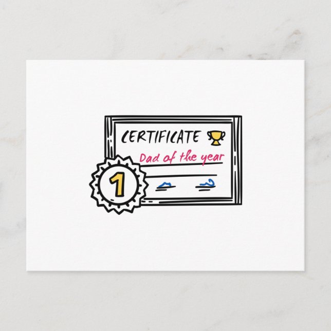 Pappa årets certifikat fars dag Utmärkelse Vykort (Framsida)