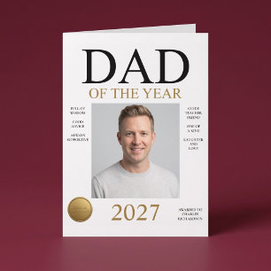 Pappa Årets Foto (Endast Vit) Födelsedag Kort