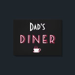 Pappa Art Deco Middag Sign Canvastryck<br><div class="desc">Pappa Art Deco Middag signera personalisera detta tecken med vilken namn som helst! Den här Middagen är en vit, röd och svart perfekt som passar ditt snyggt. Kaffet kopp ger en varm beröring. Art Deco var en pastit av många olika stilar, ibland motsägelsefull, som förenades av en önskan att vara...</div>