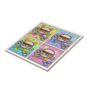 PAPPA Art HAMBURGER Ceramic TILE - UNDERLÄGG -TRIV