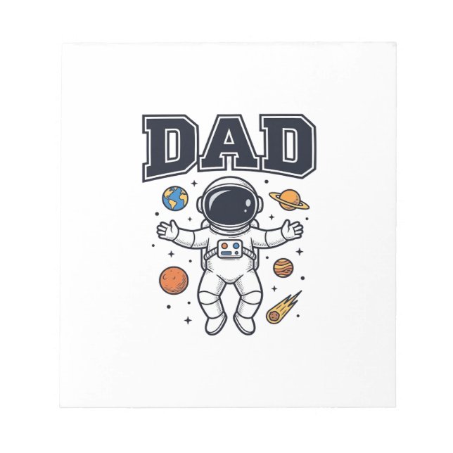 Pappa Astronaut Rymd Vektor Tröja Design_1 Anteckningsblock (Framsida)