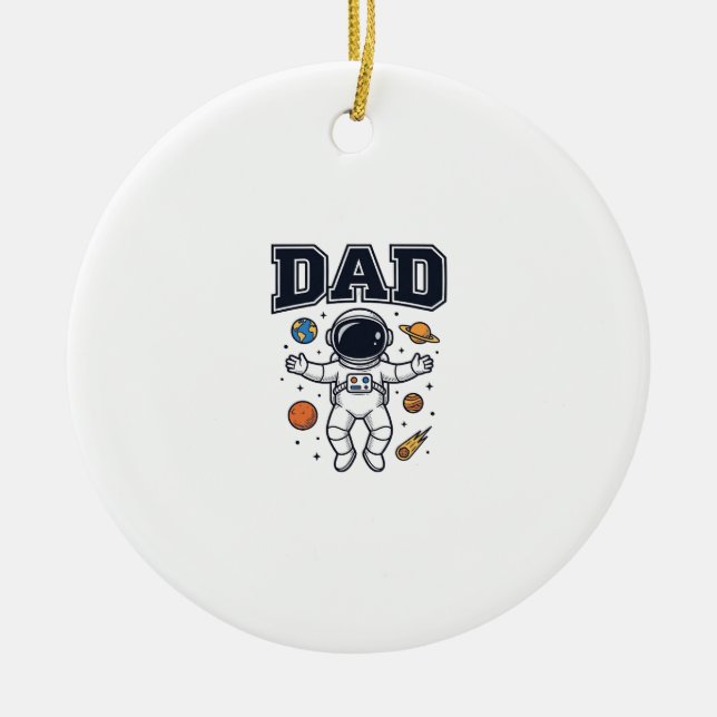 Pappa Astronaut Rymd Vektor Tröja Design_1 Julgransprydnad Keramik (Framsidan)